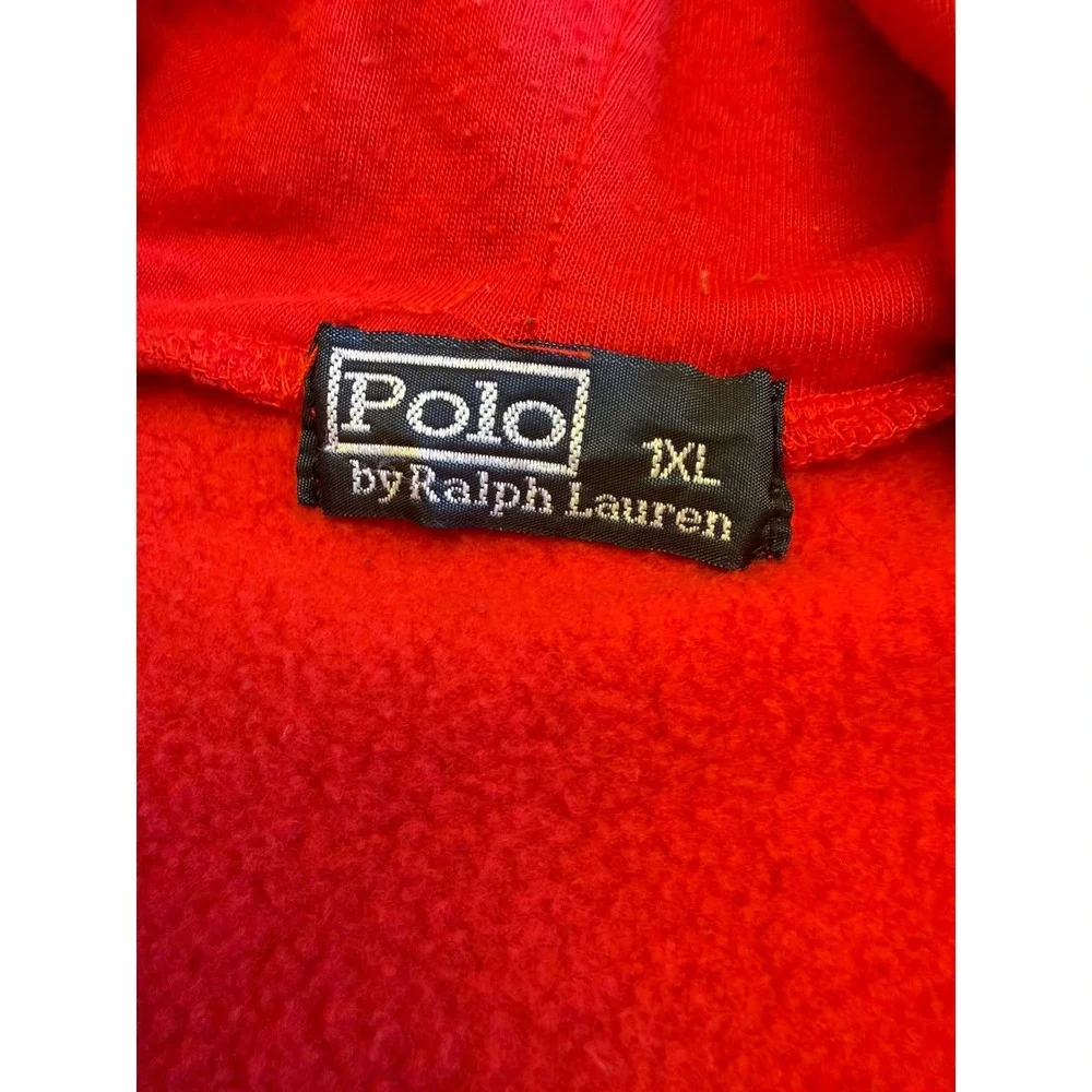 Polo Ralph Lauren Vintage Men's Full Zip Up Hoodie Red Size 1XL